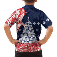 Wallis And Futuna Christmas Family Matching Off Shoulder Maxi Dress and Hawaiian Shirt Seashell Xmas Tree Tribal Waves DT05 - Polynesian Pride