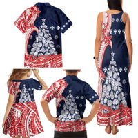 Wallis And Futuna Christmas Family Matching Tank Maxi Dress and Hawaiian Shirt Seashell Xmas Tree Tribal Waves - Polynesian Pride