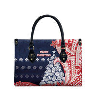 Wallis And Futuna Christmas Leather Bag Seashell Xmas Tree Tribal Waves - Polynesian Pride