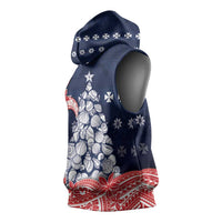 Wallis And Futuna Christmas Sleeveless Hoodie Seashell Xmas Tree Tribal Waves - Polynesian Pride