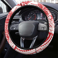 Wallis And Futuna Christmas Steering Wheel Cover Seashell Xmas Tree Tribal Waves - Polynesian Pride