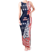 Wallis And Futuna Christmas Tank Maxi Dress Seashell Xmas Tree Tribal Waves - Polynesian Pride