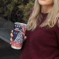 Wallis And Futuna Christmas Tumbler Cup Seashell Xmas Tree Tribal Waves - Polynesian Pride