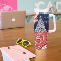 Wallis And Futuna Christmas Tumbler With Handle Seashell Xmas Tree Tribal Waves - Polynesian Pride