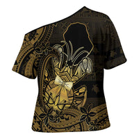 Niue Christmas Cross Shoulder Shirt Niuean Crab Xmas Tribal Waves - Polynesian Pride