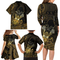 Niue Christmas Family Matching Long Sleeve Bodycon Dress and Hawaiian Shirt Niuean Crab Xmas Tribal Waves DT05 - Polynesian Pride