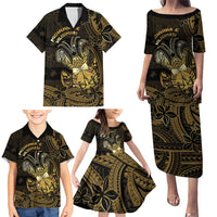 Niue Christmas Family Matching Puletasi and Hawaiian Shirt Niuean Crab Xmas Tribal Waves DT05 - Polynesian Pride