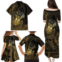 Niue Christmas Family Matching Puletasi and Hawaiian Shirt Niuean Crab Xmas Tribal Waves DT05 - Polynesian Pride