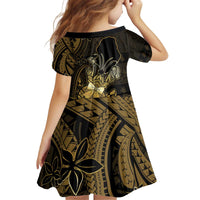 Niue Christmas Kid Short Sleeve Dress Niuean Crab Xmas Tribal Waves - Polynesian Pride