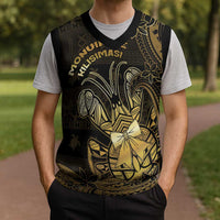 Niue Christmas Knitted V-Neck Vest Niuean Crab Xmas Tribal Waves - Polynesian Pride