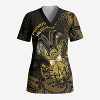 Niue Christmas Scrub Top Niuean Crab Xmas Tribal Waves - Polynesian Pride