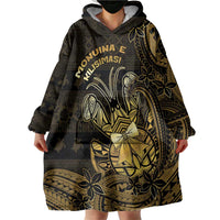 Niue Christmas Wearable Blanket Hoodie Niuean Crab Xmas Tribal Waves - Polynesian Pride