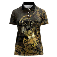 Niue Christmas Women Polo Shirt Niuean Crab Xmas Tribal Waves - Polynesian Pride