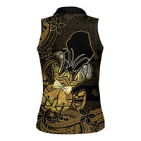 Niue Christmas Women Sleeveless Polo Shirt Niuean Crab Xmas Tribal Waves - Polynesian Pride