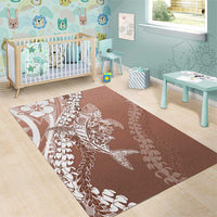 Hawaii Puakenikeni And Maile Lei Area Rug Brown Polynesian Shark Tattoo DT05 - Polynesian Pride