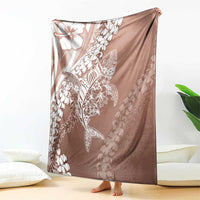 Hawaii Puakenikeni And Maile Lei Blanket Brown Polynesian Shark Tattoo DT05 - Polynesian Pride