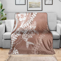 Hawaii Puakenikeni And Maile Lei Blanket Brown Polynesian Shark Tattoo DT05 - Polynesian Pride
