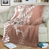 Hawaii Puakenikeni And Maile Lei Blanket Brown Polynesian Shark Tattoo DT05 - Polynesian Pride