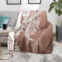 Hawaii Puakenikeni And Maile Lei Blanket Brown Polynesian Shark Tattoo DT05 - Polynesian Pride