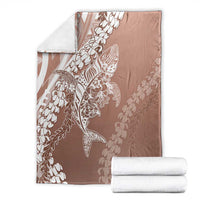 Hawaii Puakenikeni And Maile Lei Blanket Brown Polynesian Shark Tattoo DT05 - Polynesian Pride