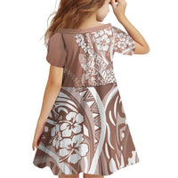 Hawaii Puakenikeni And Maile Lei Family Matching Off Shoulder Short Dress and Hawaiian Shirt Brown Polynesian Shark Tattoo DT05 - Polynesian Pride