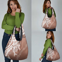 Hawaii Puakenikeni And Maile Lei Grocery Bag Brown Polynesian Shark Tattoo DT05