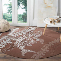 Hawaii Puakenikeni And Maile Lei Round Carpet Brown Polynesian Shark Tattoo DT05