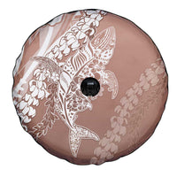 Hawaii Puakenikeni And Maile Lei Spare Tire Cover Brown Polynesian Shark Tattoo DT05