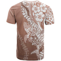 Hawaii Puakenikeni And Maile Lei T Shirt Brown Polynesian Shark Tattoo DT05