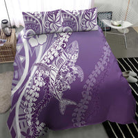 Hawaii Puakenikeni And Maile Lei Bedding Set Violet Polynesian Shark Tattoo DT05