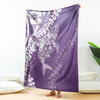 Hawaii Puakenikeni And Maile Lei Blanket Violet Polynesian Shark Tattoo DT05 - Polynesian Pride