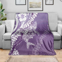 Hawaii Puakenikeni And Maile Lei Blanket Violet Polynesian Shark Tattoo DT05 - Polynesian Pride
