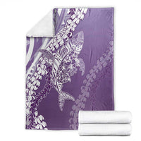 Hawaii Puakenikeni And Maile Lei Blanket Violet Polynesian Shark Tattoo DT05 - Polynesian Pride