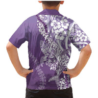 Hawaii Puakenikeni And Maile Lei Family Matching Mermaid Dress and Hawaiian Shirt Violet Polynesian Shark Tattoo DT05 - Polynesian Pride
