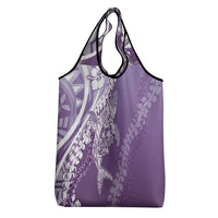 Hawaii Puakenikeni And Maile Lei Grocery Bag Violet Polynesian Shark Tattoo DT05