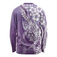Hawaii Puakenikeni And Maile Lei Long Sleeve Shirt Violet Polynesian Shark Tattoo DT05 - Polynesian Pride