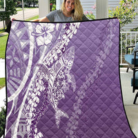 Hawaii Puakenikeni And Maile Lei Quilt Violet Polynesian Shark Tattoo DT05
