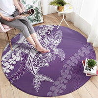Hawaii Puakenikeni And Maile Lei Round Carpet Violet Polynesian Shark Tattoo DT05