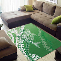 Hawaii Puakenikeni And Maile Lei Area Rug Green Polynesian Shark Tattoo DT05