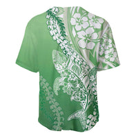Hawaii Puakenikeni And Maile Lei Baseball Jersey Green Polynesian Shark Tattoo DT05