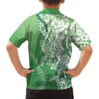 Hawaii Puakenikeni And Maile Lei Family Matching Puletasi and Hawaiian Shirt Green Polynesian Shark Tattoo DT05 - Polynesian Pride