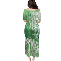 Hawaii Puakenikeni And Maile Lei Family Matching Puletasi and Hawaiian Shirt Green Polynesian Shark Tattoo DT05 - Polynesian Pride