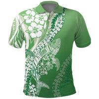 Hawaii Puakenikeni And Maile Lei Polo Shirt Green Polynesian Shark Tattoo DT05