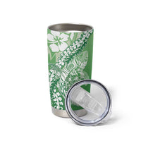 Hawaii Puakenikeni And Maile Lei Tumbler Cup Green Polynesian Shark Tattoo DT05