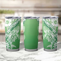 Hawaii Puakenikeni And Maile Lei Tumbler Cup Green Polynesian Shark Tattoo DT05