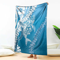 Hawaii Puakenikeni And Maile Lei Blanket Blue Polynesian Shark Tattoo DT05 - Polynesian Pride