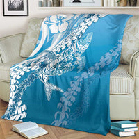 Hawaii Puakenikeni And Maile Lei Blanket Blue Polynesian Shark Tattoo DT05 - Polynesian Pride