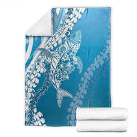 Hawaii Puakenikeni And Maile Lei Blanket Blue Polynesian Shark Tattoo DT05 - Polynesian Pride