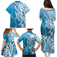 Hawaii Puakenikeni And Maile Lei Family Matching Puletasi and Hawaiian Shirt Blue Polynesian Shark Tattoo DT05 - Polynesian Pride