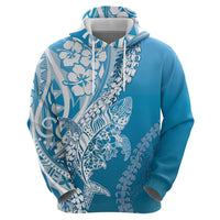 Hawaii Puakenikeni And Maile Lei Hoodie Blue Polynesian Shark Tattoo DT05